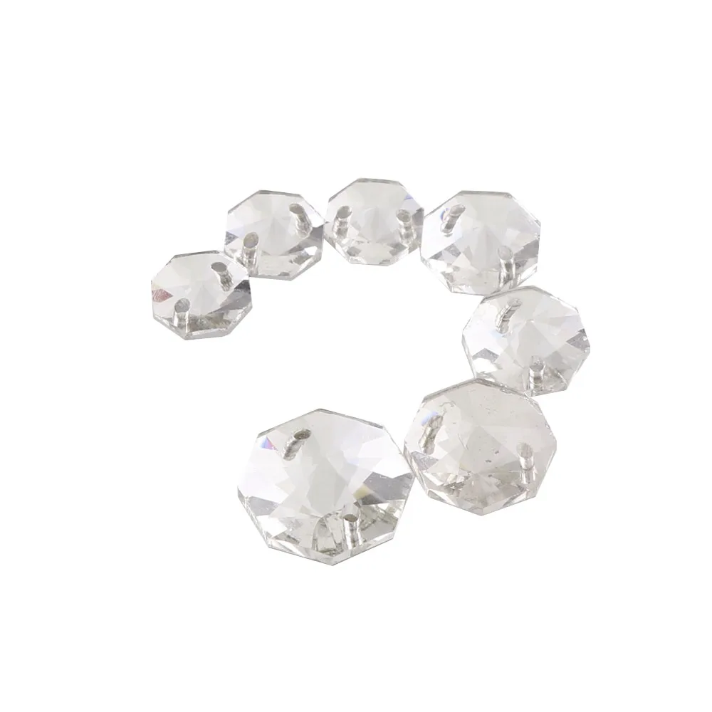 Круглые Восьмиугольные камни для шитья прозрачные с 2 отверстиями 10 12 14 мм