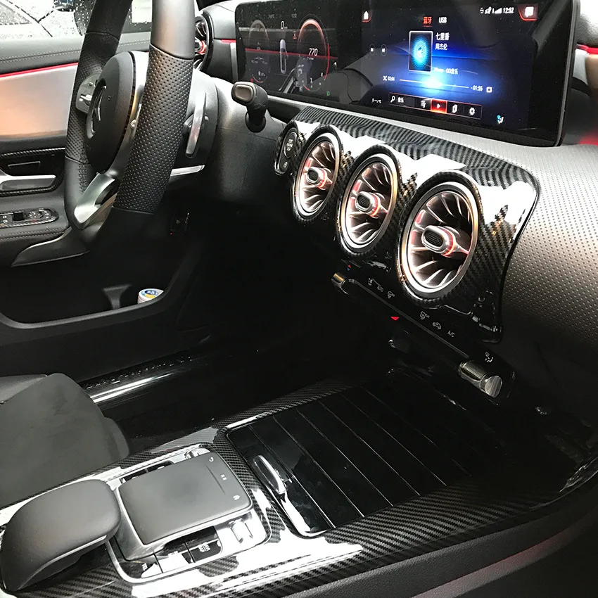 Автомобильный Стайлинг для Mercedes Benz A класс W177 V177 A180 A200 A220 A250, АБС-пластик, Автомобильный Центральный Управление рамка для задней панели чехол накладка наклейки