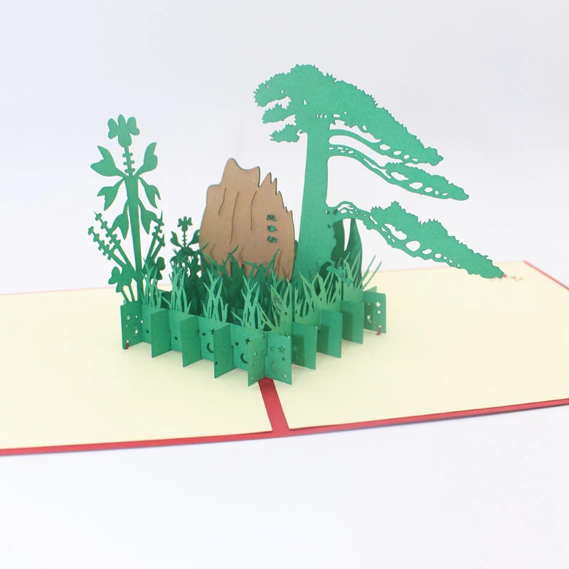 3D Laser Cut Handmade Chinese The Pine Greeting Guests of Mount Huang Paper Cards PostCard Business Souvenirs Gift | Дом и сад
