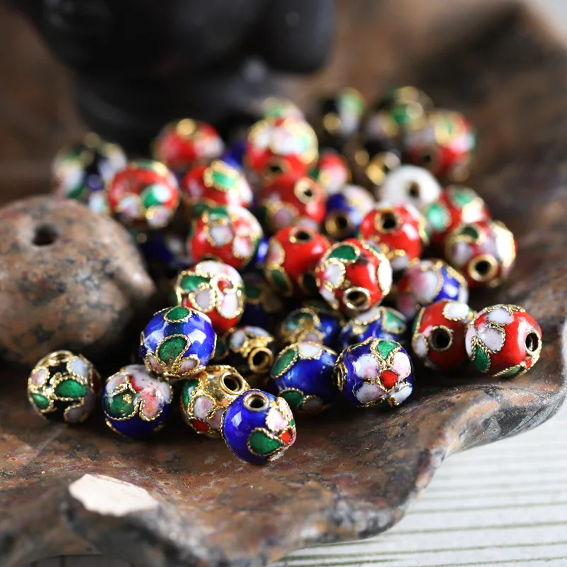 10 шт./лот эмалевые бусины-шармы ручной работы в виде цветка из перегородчатой