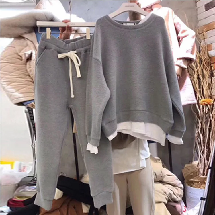 Осенний спортивный костюм с длинным рукавом утолщенные толстовки капюшоном