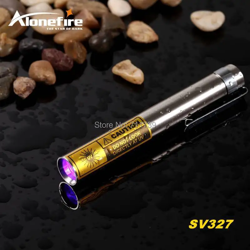 ALONEFIRE SV327 395nm УФ мини светодиодная нержавеющая сталь вспышка светильник