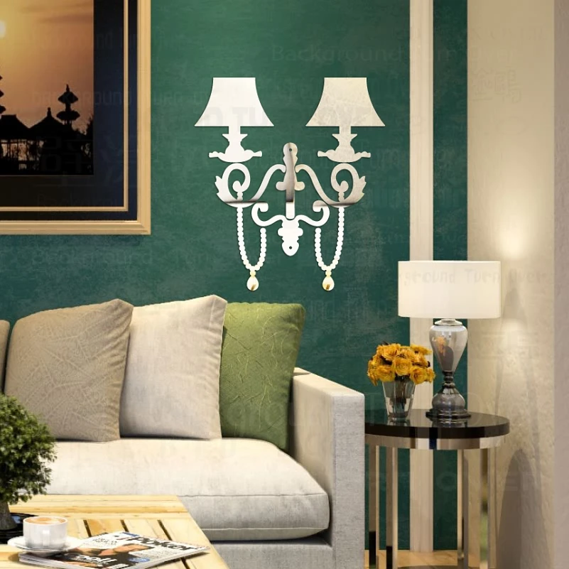 Зеркальные настенные наклейки для домашнего декора украшение комнаты лампа