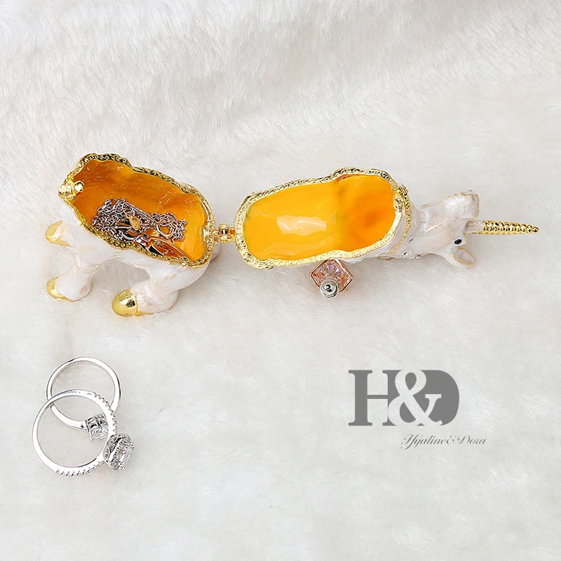 Маленькая безделушка H & D с единорогом откидная шкатулка фигурка животного