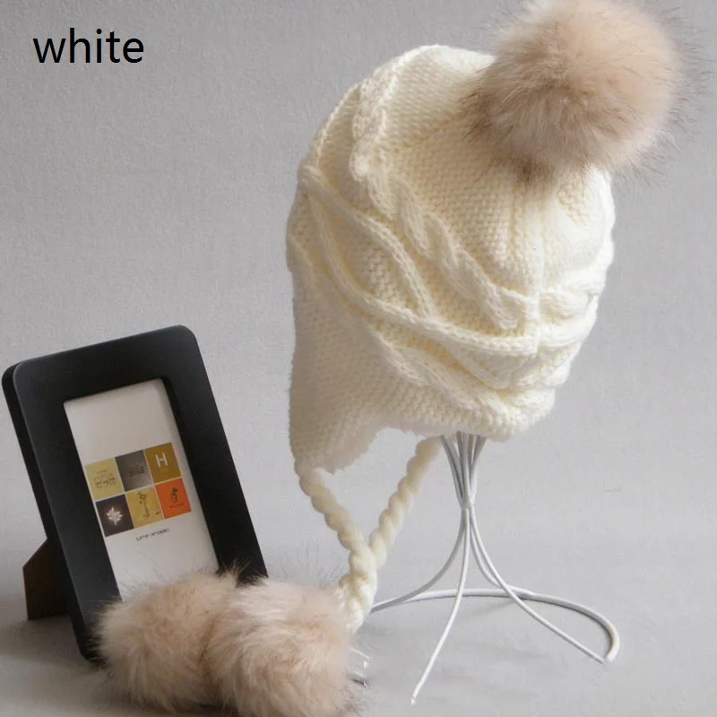 whiteS Родитель-ребенок женщины дети pom pom шары мода вязание шерсть шляпа наушники зима теплая открытый шапки женские зимние шапочки шапка женская шапки женские зимние шапка 9zAA719 - Цвет: whiteS