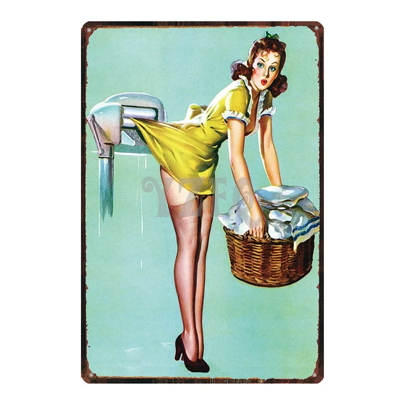 Hilda размера плюс Pin Up Girl Оловянная металлическая табличка металлическая винтажная настенная паба Кафе Магазин домашний Арт Декор Железный плакат Куадрос DU-2643 - Цвет: DU2629