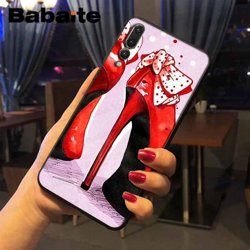 Babaite red high heel shoes girly Phone Accessories Case For huawei p20lite p9lite nova 3i honor 8x mate20 pro p20 funda | Мобильные
