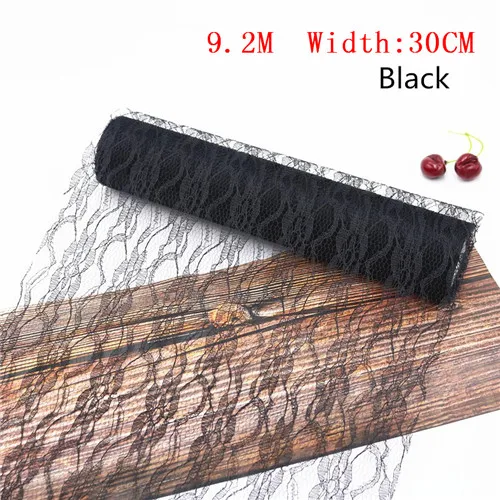 1pcs 10y black 30cm10Y Кружева Тюль Цветочный сверток сетки стол центральный Свадебный день рождения стол центральный бегун DIY пачка юбка стул створки - Цвет: 1pcs 10y black