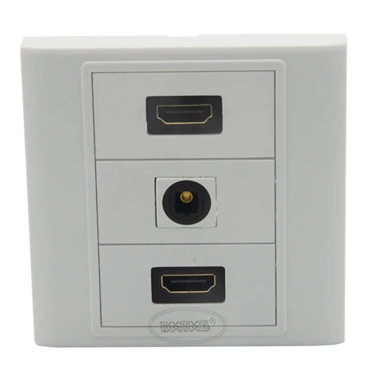 

Dual HDMI, Toslink audio fiber wall plate with back female to female connector