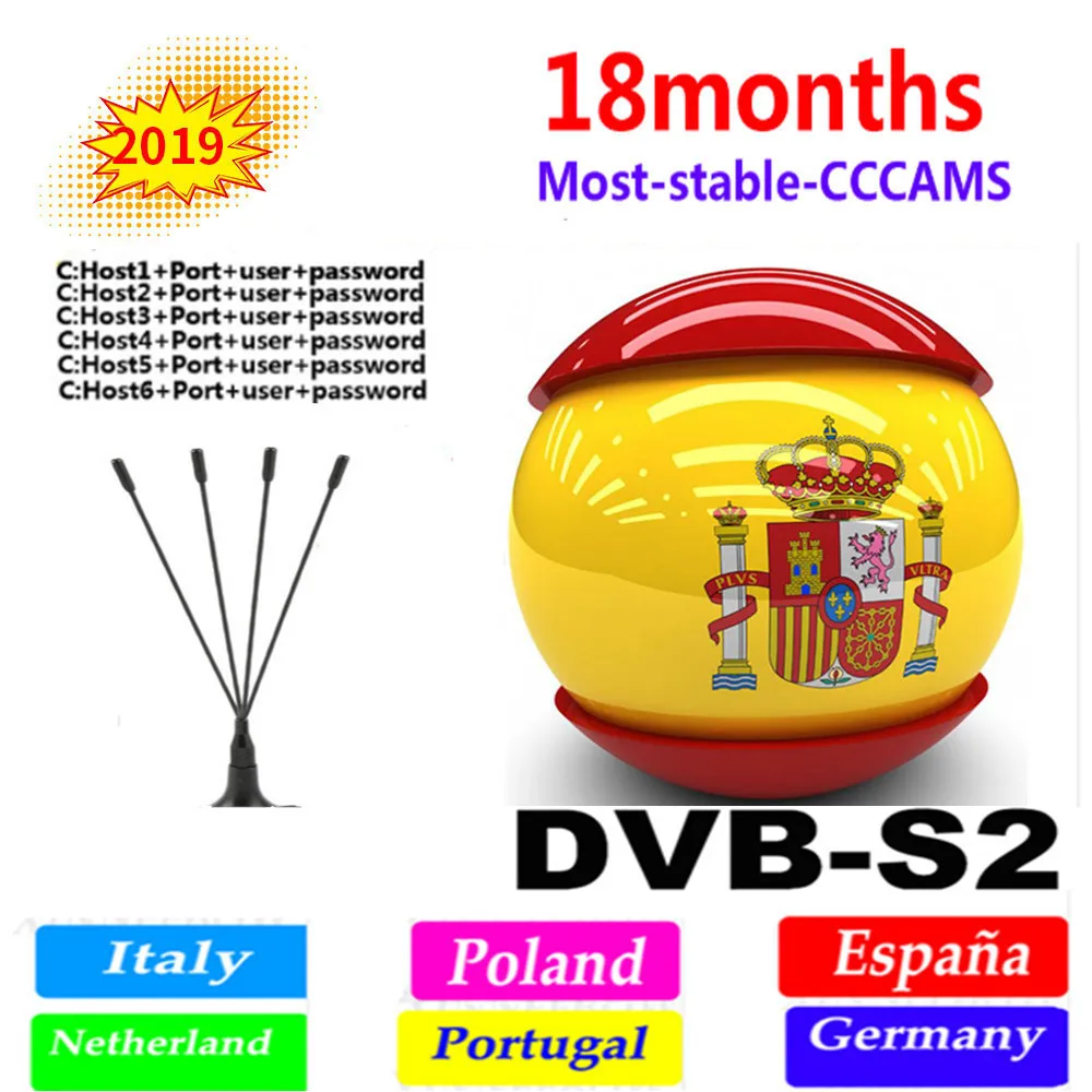 Freesat V7s Cccam Cline для 1 года Испания 6 линий для DVB-S2 HD Freesat v7 GT медиа V8 Nova CCam