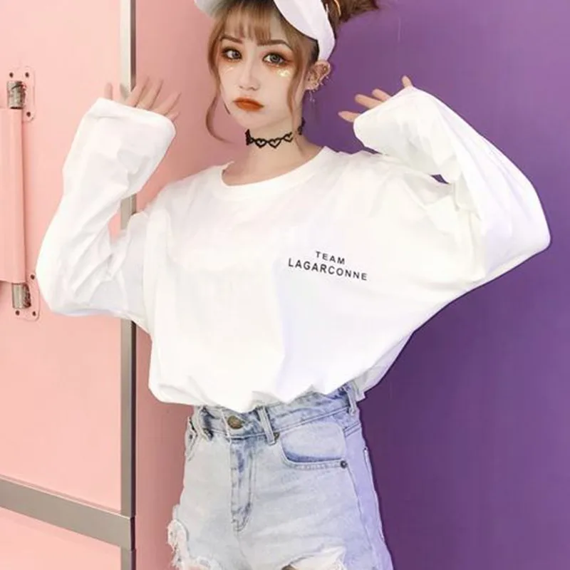Новинка футболка оверсайз Женская Базовая с буквенным принтом на осень и весну
