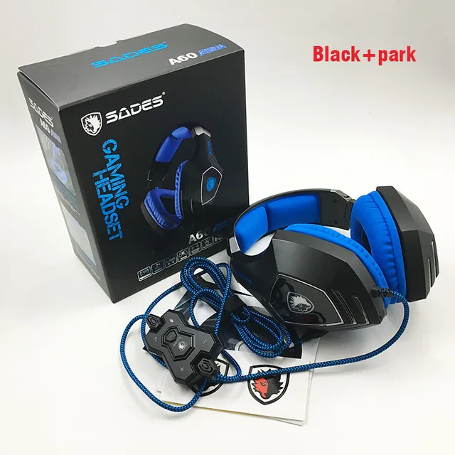 SADES A60 USB Виртуальная 7,1 игровая гарнитура проводные наушники глубокий бас Вибрация шлем наушники с микрофоном для геймера - Цвет: black blue