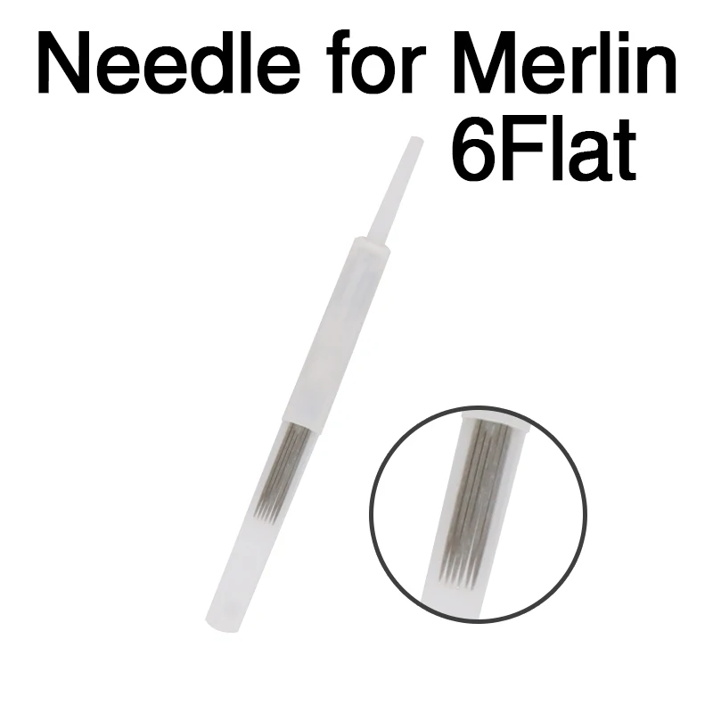 50 шт. 6F 6 зубчатые иглы с плоскими карточками и наконечников для машинки Мерлина