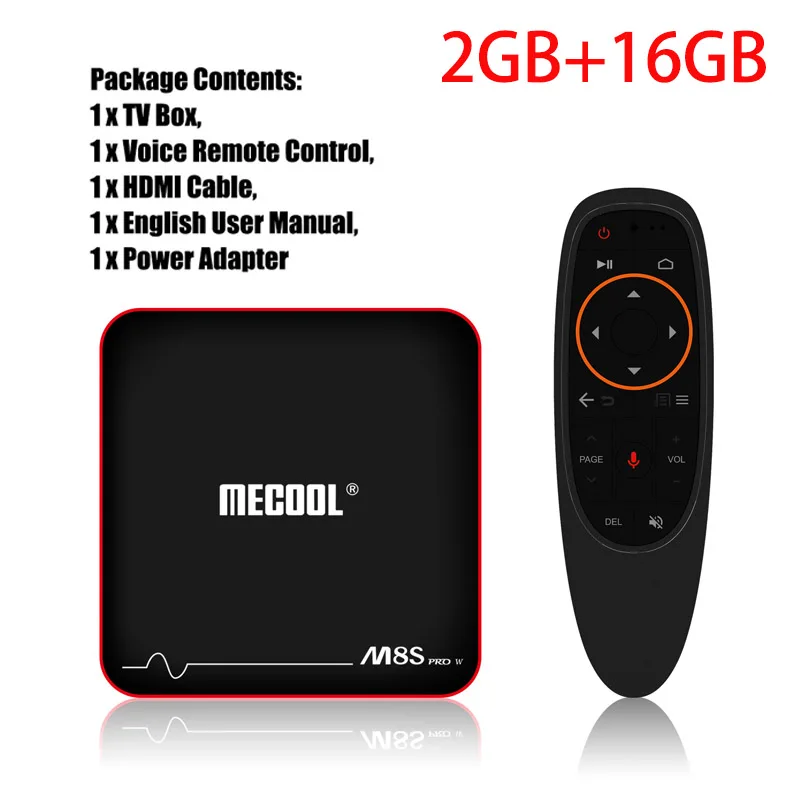 2G 16G Voice Control MECOOL M8S PRO W умные ТВ Box Android 7,1 Amlogic S905W 4 ядра, 2 Гб оперативной памяти, 16 Гб встроенной памяти, 1 ГБ 8 ГБ голос Управление 2,4G Wi-Fi 4K set top tv Box - Цвет: 2G 16G Voice Control
