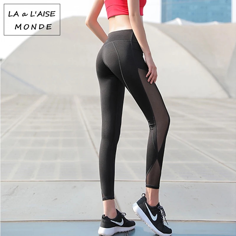 Женские Дышащие штаны для йоги со средней талией спортивные Леггинсы тренировок