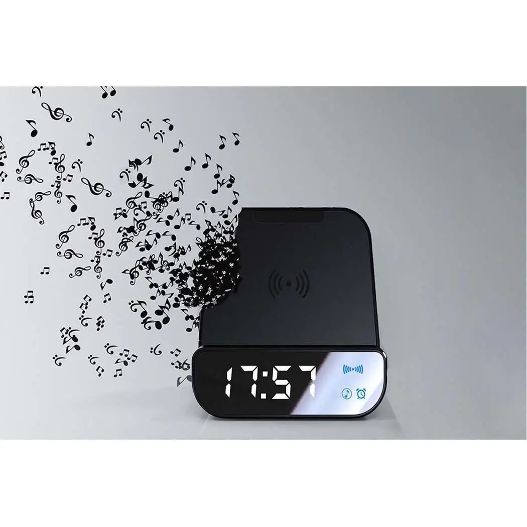 Portable Bluetooth Speaker Wireless Charger Power Bank Clock 4 in 1 Recharge Multifunctional Alarm Phone Holder | Электроника