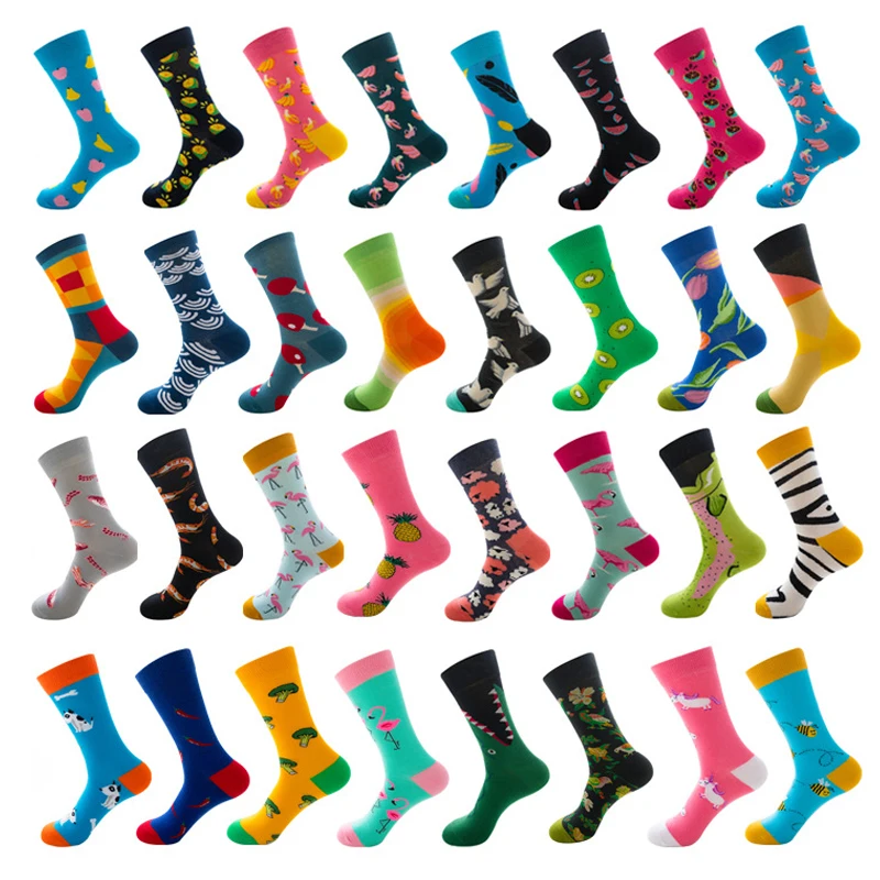 Мужские носки в стиле хип-хоп хлопковые забавные Носки с рисунком животных