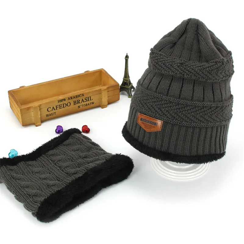 Новые вязаные крючком осень зима шапка шарф комплект для маленьких мальчиков и