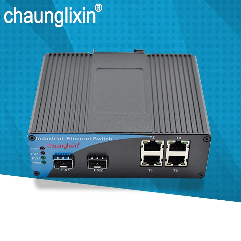 Industrial 155M 4 port ethernet  10/100M Port 2 SFP solt Port Industrial Fiber converter