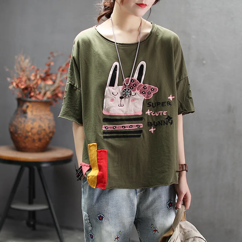 Весна Лето футболка Женская Ретро Свободные повседневные пуловеры Новые топы с