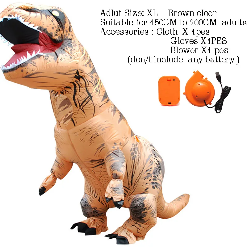 Adult Size T-rex динозавр надувной костюм deguisement Хэллоуин pour animaux Косплей маскарадный костюм динозавр - Цвет: Adult Size