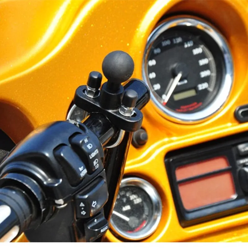 Motorcycle Handlebar Mount Kit Holder Double Socket Arm with Base Mount Rear View Mirror for Cell Phones& Smartphones RAM mount