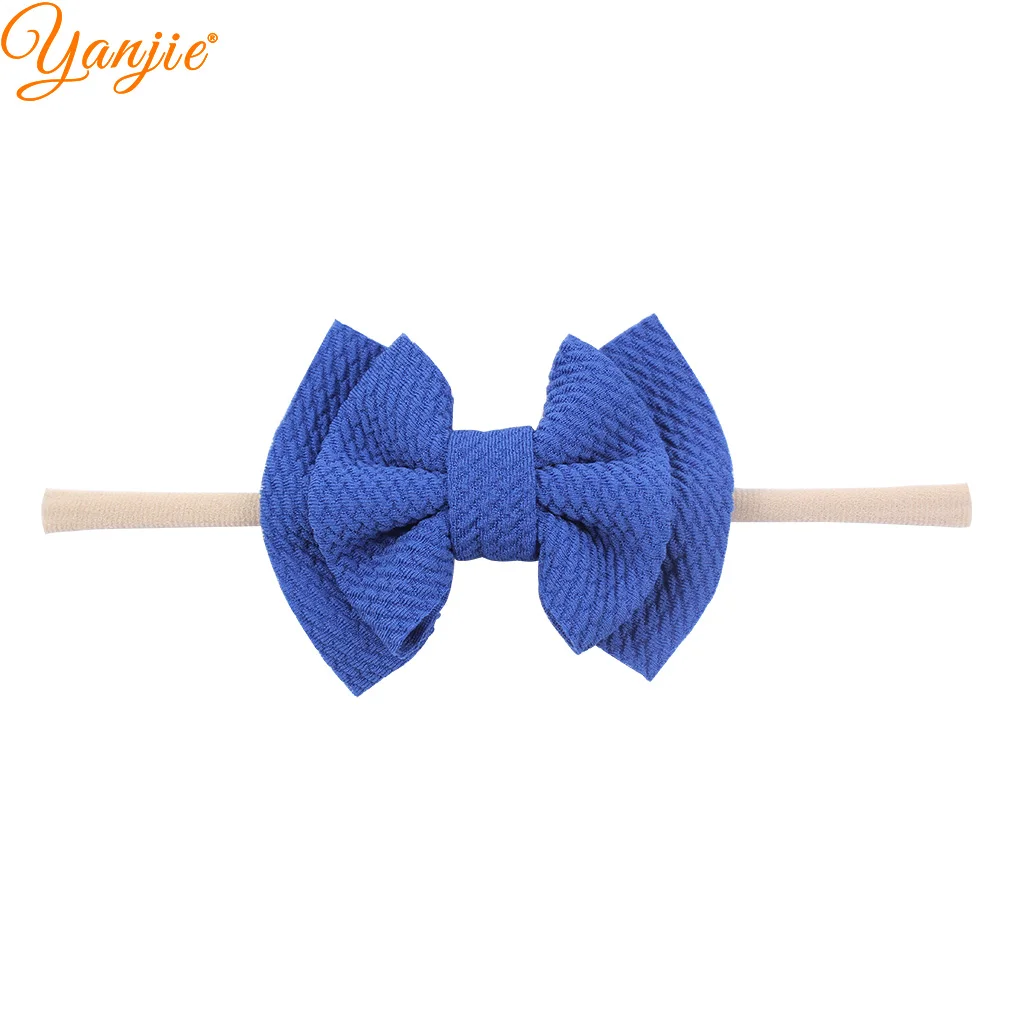 royal 3,5 ''2 слоя вафельных волосы бант из нейлона и повязка на голову для девочек детские мягкие эластичная нейлоновая повязка на голову шик Лидер продаж женские аксессуары для волос - Цвет: royal