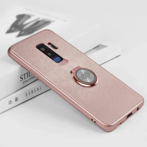 Чехол Xundd с металлическим кольцом-держателем для samsung Galaxy S9 S9 Plus Note 8, матовый противоударный чехол, подходит для магнитного автомобильного держателя - Цвет: Rose-gold