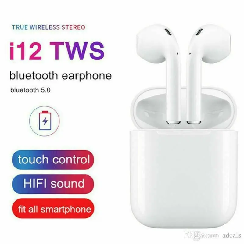 Новинка i12 tws Беспроводные Bluetooth 5,0 наушники TWS i12 наушники с сенсорным управлением i 12 tws HiFi звуковые наушники для всех смартфонов