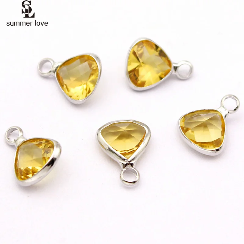 10 шт./лот подвески с камнем на день рождения треугольное прозрачное стекло