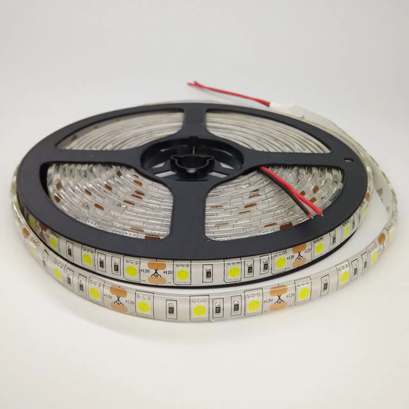 5 м светодиодный полосы 5050 AC/DC 12V ip65 Водонепроницаемый гибкий светильник DIY 60 s/M