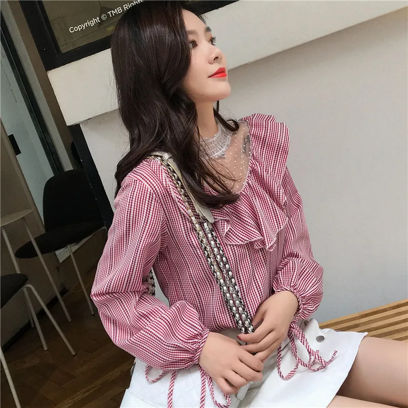 Новинка 2019 стильные женские блузки в полоску с рукавом фонариком и сексуальным