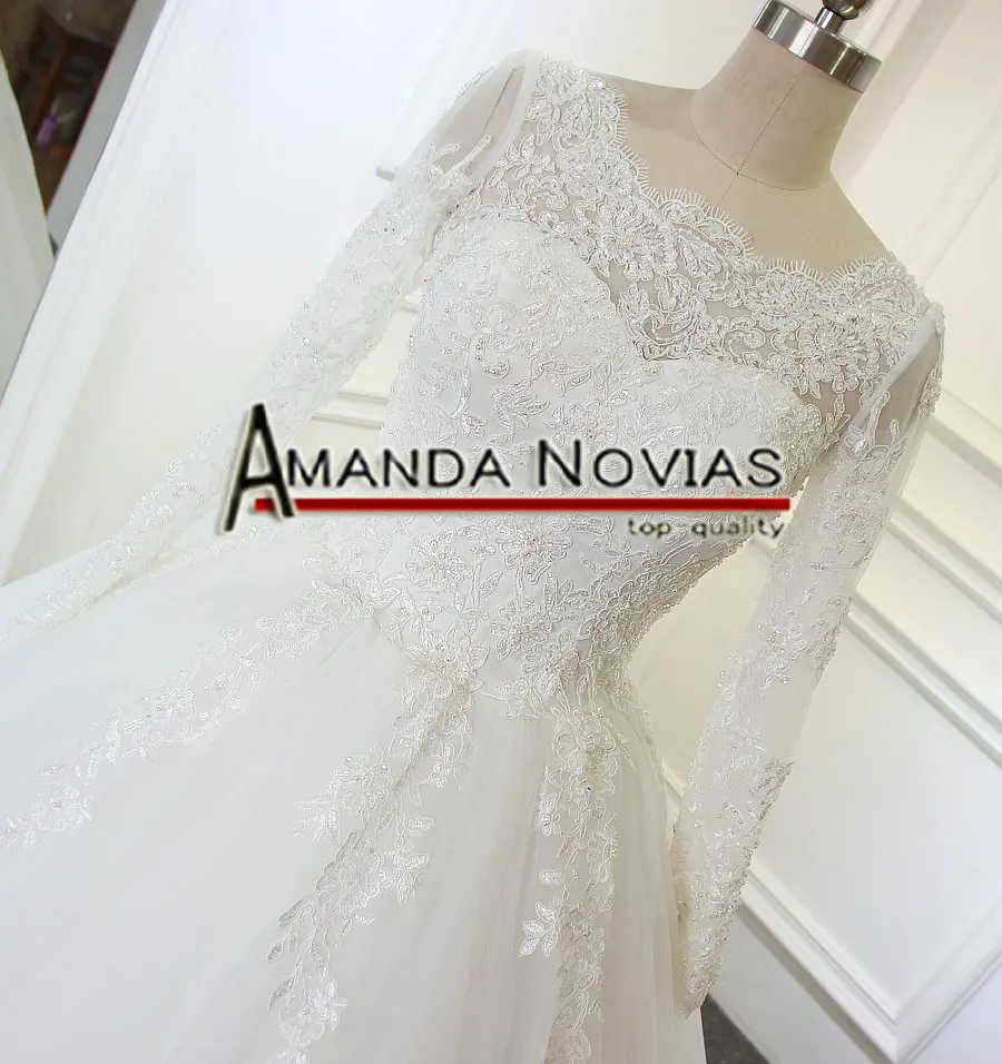 Vestido de noiva/Новое поступление, кружевное свадебное платье с длинными рукавами и маленьким шлейфом