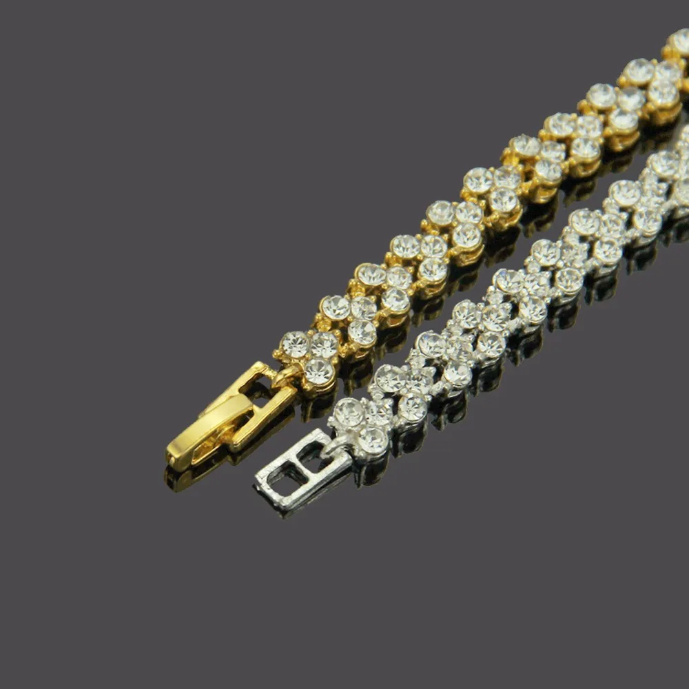 Iced Out браслет полностью Кристальные Стразы прозрачные браслеты Хип-хоп модные