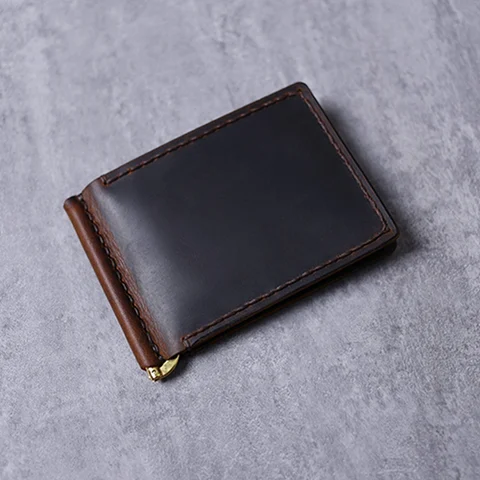 Мужской кожаный бумажник для кредитных карт и денег, винтажный бумажник ручной работы из натуральной кожи, из нержавеющей стали