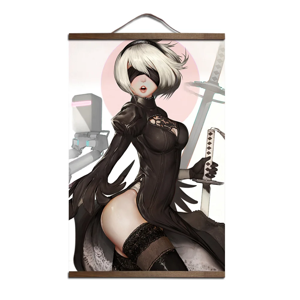 NieR: Automata игра плакат для HD Холст Плакаты украшение интерьера живопись с твердой древесины Висячие свиток-продавец - Цвет: 11