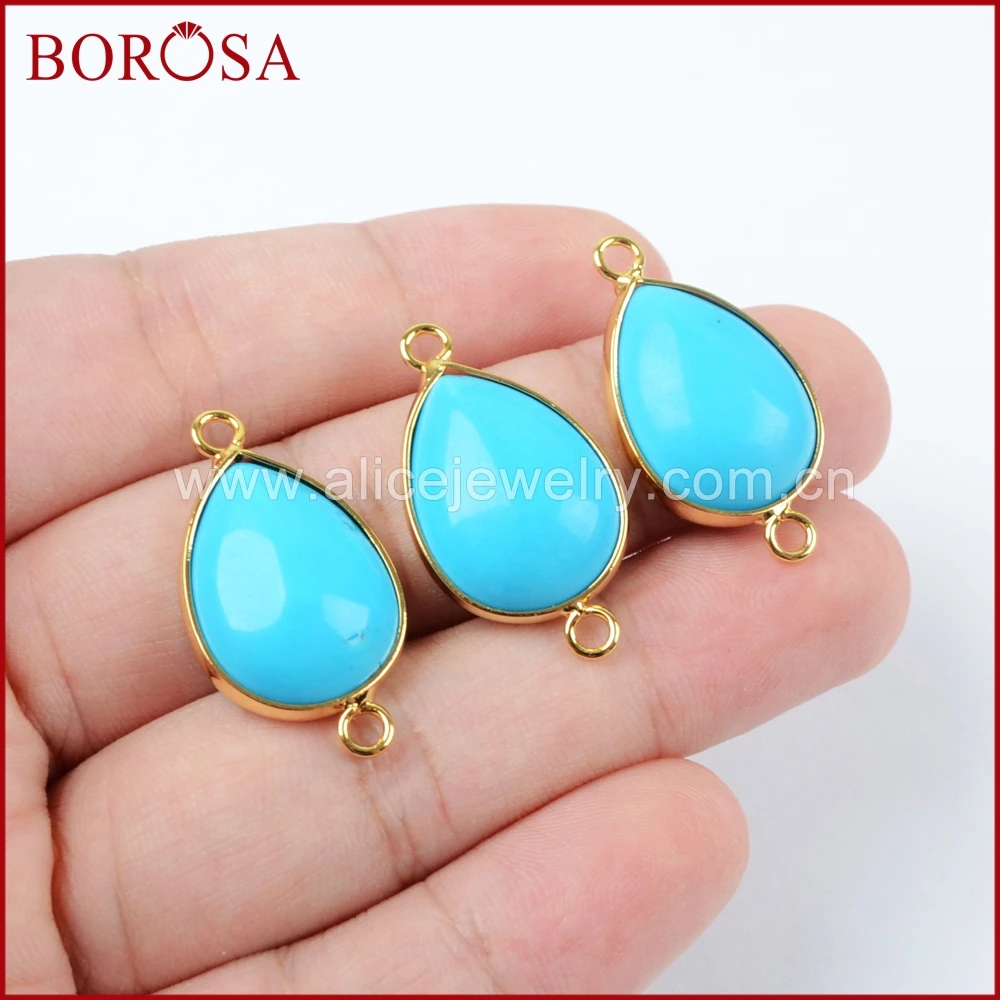 Borosa золотистого цвета каплевидный синий Howlite камни Друза разъем драгоценные для