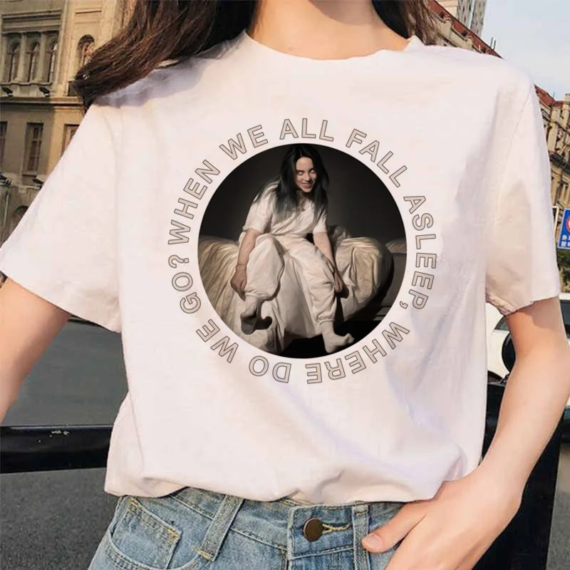 Billie Eilish футболка ulzzang Женская Хип-хоп женская одежда футболка забавная harajuku Летняя Повседневная футболка ulzzang уличная одежда