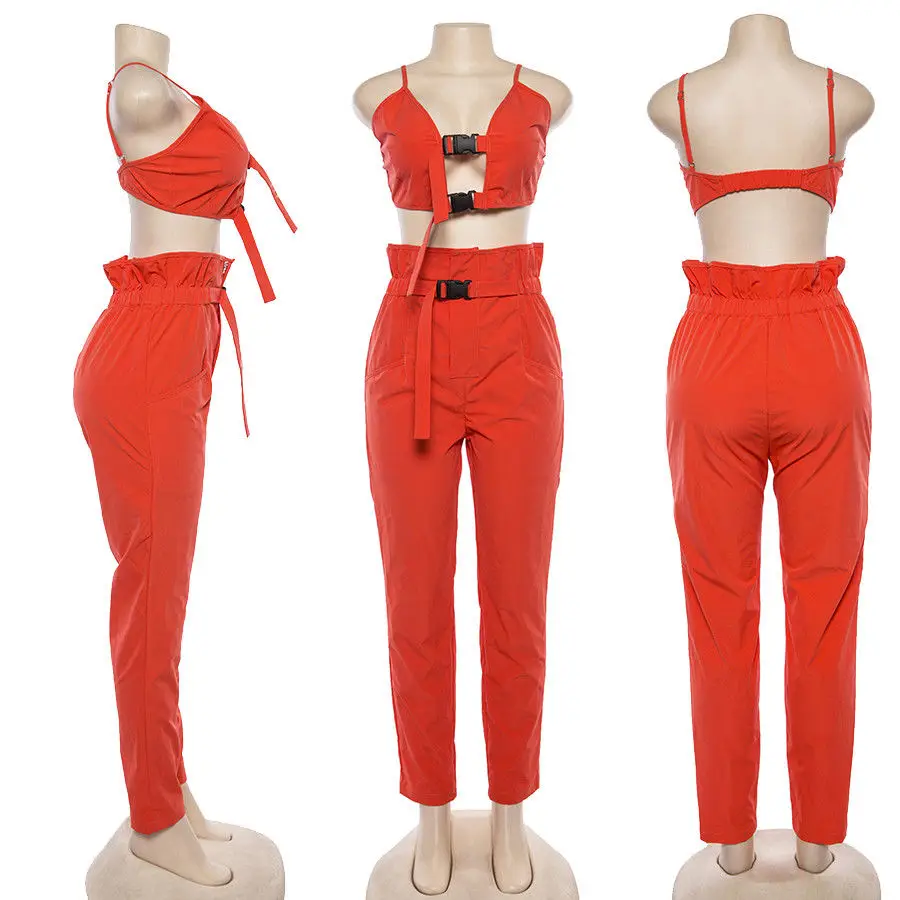 Женский уличный спортивный костюм комплект из двух предметов топ без рукавов +