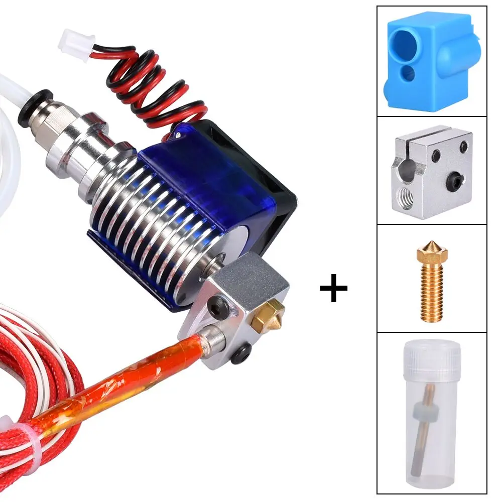 V6 j-головка Hotend комплект 1,75/3 мм нить Боуден Экструдер Насадка с охлаждающим вентилятором нагреватель вулкан комплект силикон для 3d принтер запчасти
