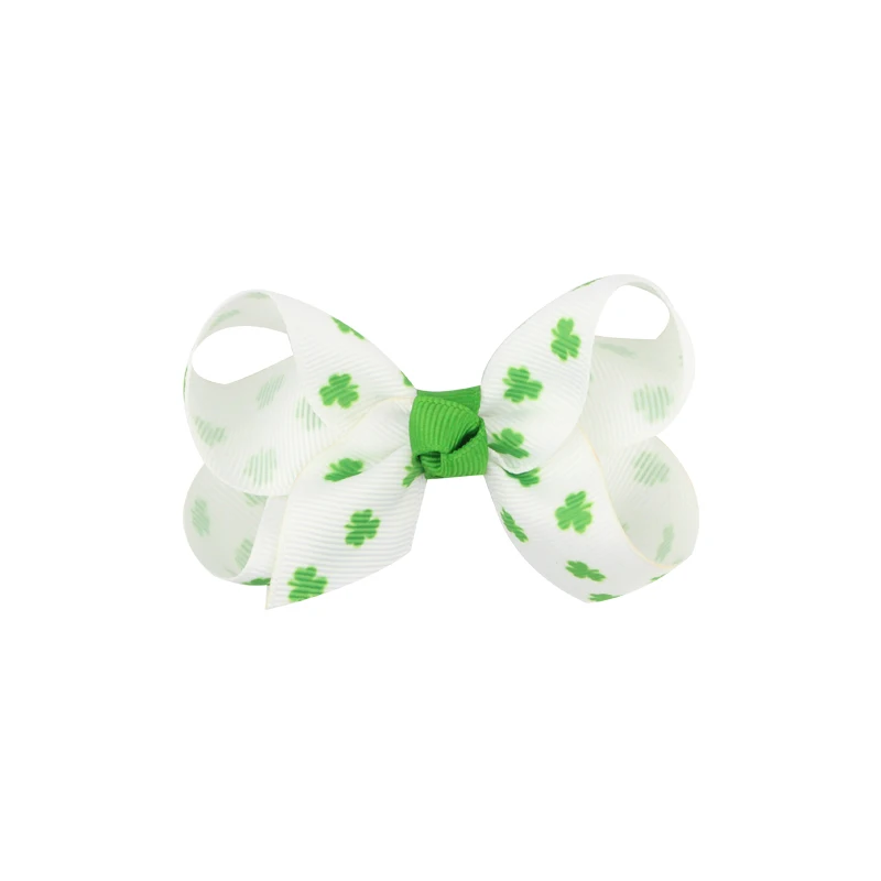 Clover Butterfly Hairpins Printed Knot Ribbon Bow For Girls Handmade Boutique Hair Clip Children Accessories | Детская одежда и