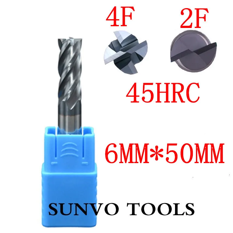 5 шт. 4F 2 флейты HRC45 HRC55 HRC60 HRC65 D6x50MM Вольфрамовая твердосплавная Концевая фреза R3