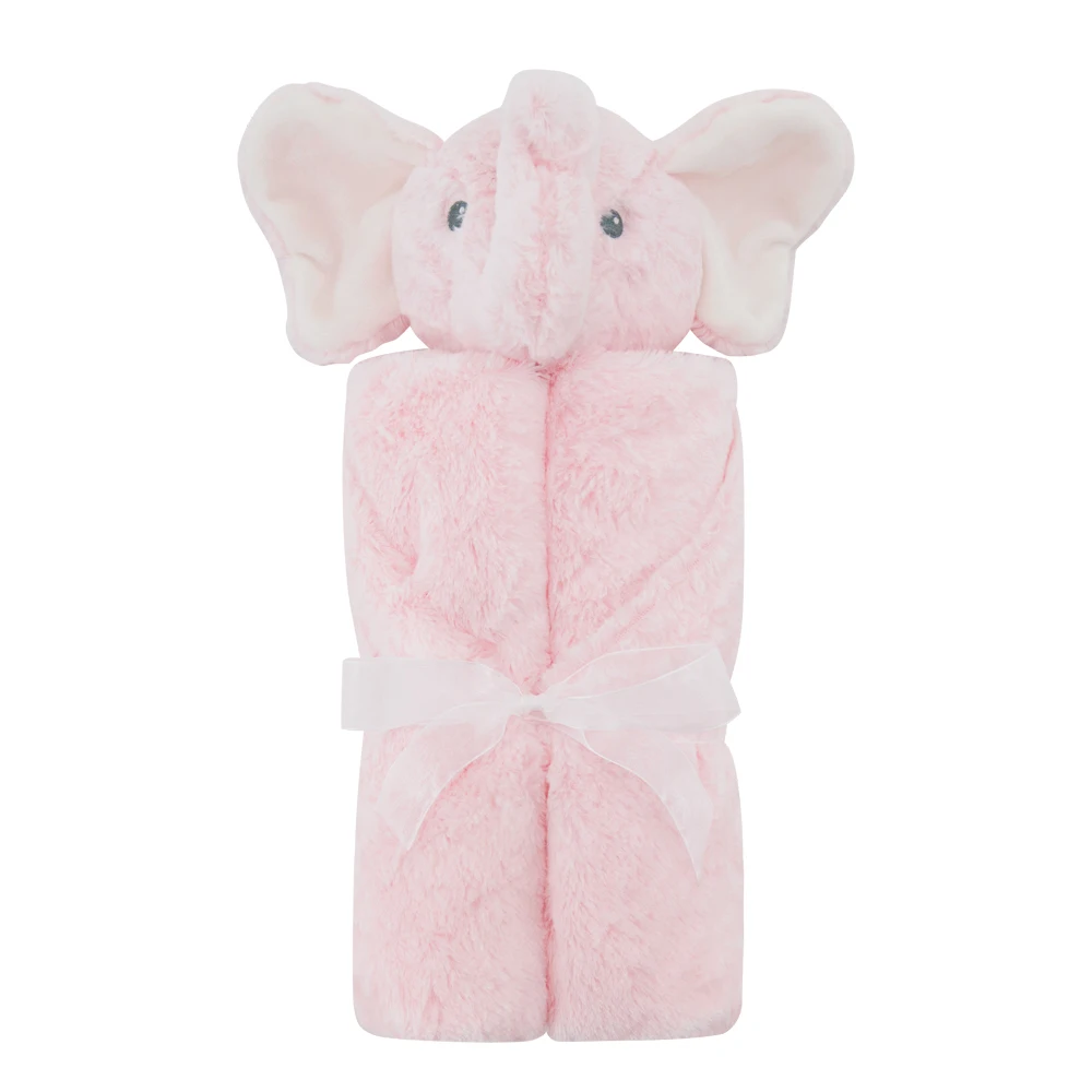 2layer pink elephant Рождественское покрывало и пеленка, Новое поступление, длинная плитка, плюш, розовый кролик, для новорожденных, мохер, супер мягкий кролик, толстый розовый кролик - Цвет: 2layer pink elephant