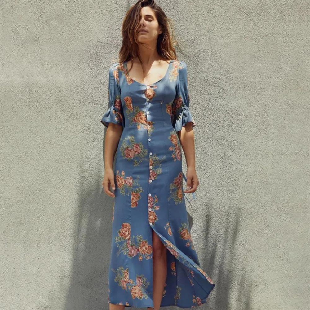 Богемное пляжное вечернее платье с цветочным принтом женское летнее богемное