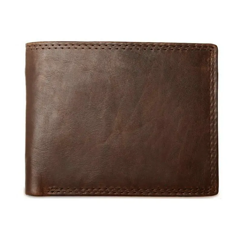 Dark Brown wallet Мужские кошельки GENODERN из коровьей кожи с карманом для монет, Винтажный Мужской кошелек, Коричневый мужской кошелек из натуральной кожи с отделением для карт - Цвет: Dark Brown wallet