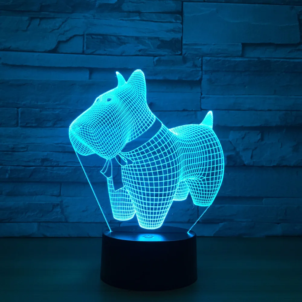 Прекрасная собака Малый 3D ночник сенсорный выключатель 7 цветов Изменение светодиодный настольная лампа 5 В USB Night Lights Home Decor детская игрушка в подарок