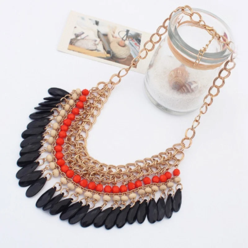 Модные шикарные Vogue бусины в виде капель колье коренастый кулон Биб Цепочки и