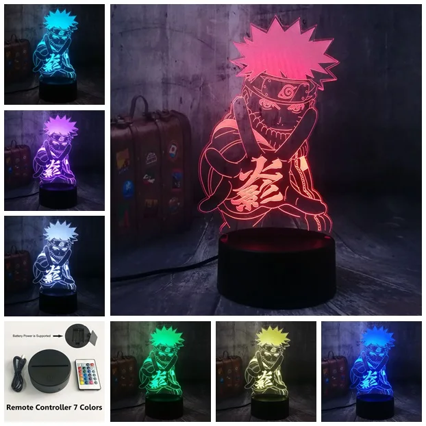 Controller 7 Color Новинка Наруто Аниме Uzumaki Наруто 3D ночной светильник светодиодный USB настольная лампа для сна домашний декор Детская игрушка для мальчика Праздничный Рождественский подарок - Испускаемый цвет: Controller 7 Color