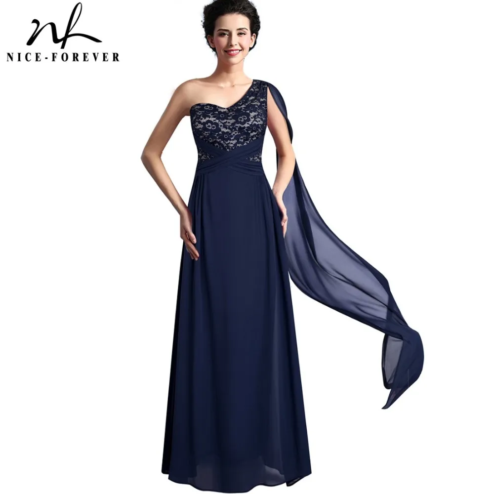 Женское кружевное платье Nice forever длинное вечернее А силуэта на одно плечо с