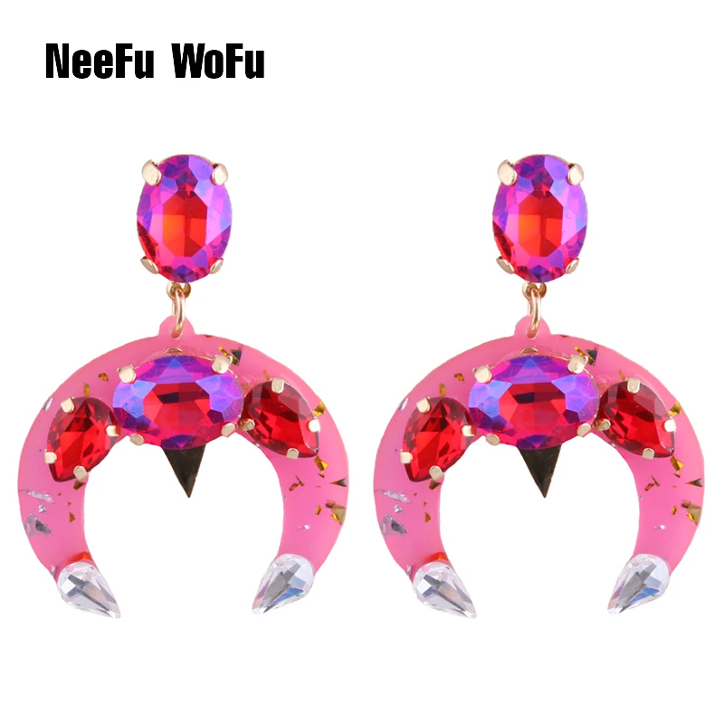NeeFu WoFu Висячие серьги из смолы брендовые большие с кристаллами длинные